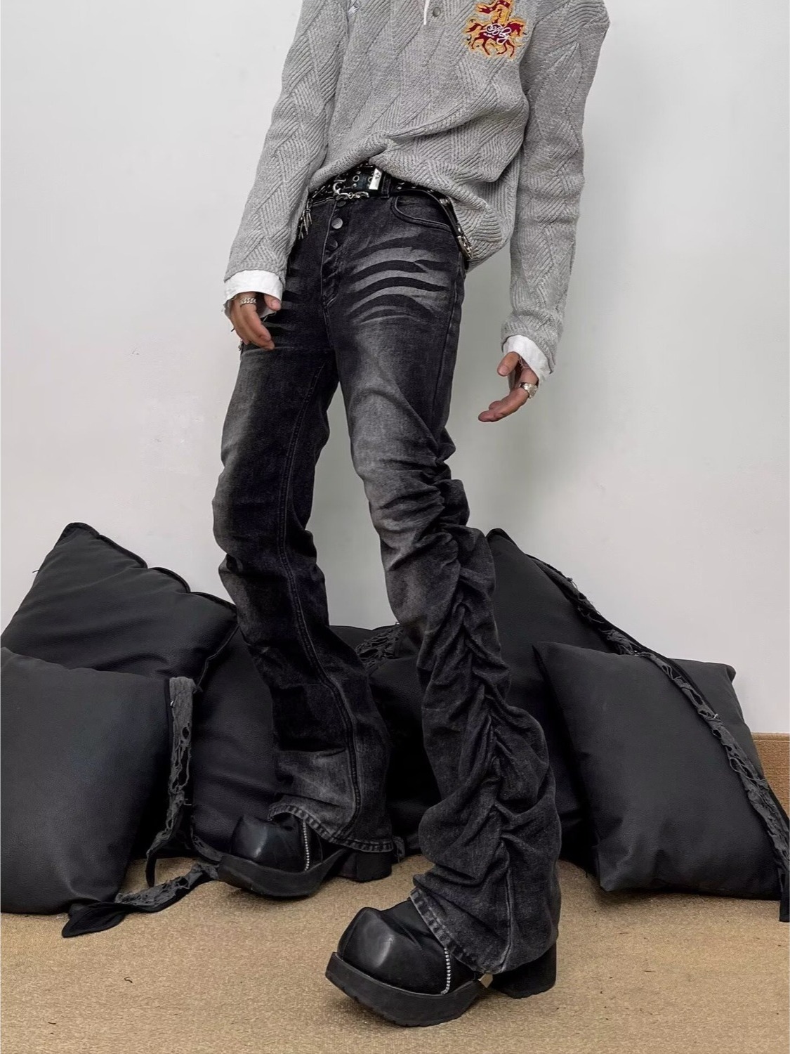 Washed Black Grey Men's Slim S - Streetwear Brand Denim review and price