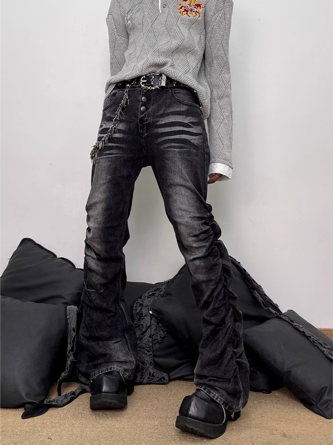 Washed Black Grey Men's Slim S - Streetwear Brand Denim review and price