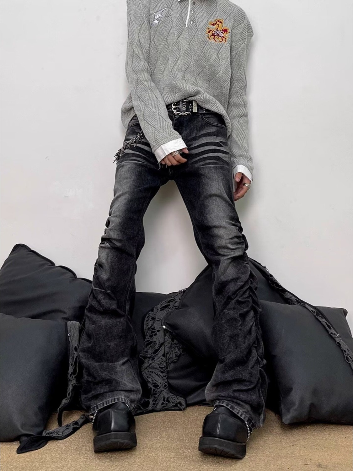 Washed Black Grey Men's Slim S - Streetwear Brand Denim review and price