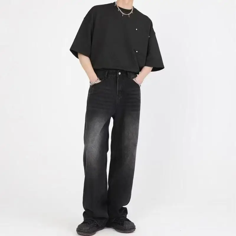 Korean Fashion Men Wide Leg Je - Streetwear Brand Denim review and price